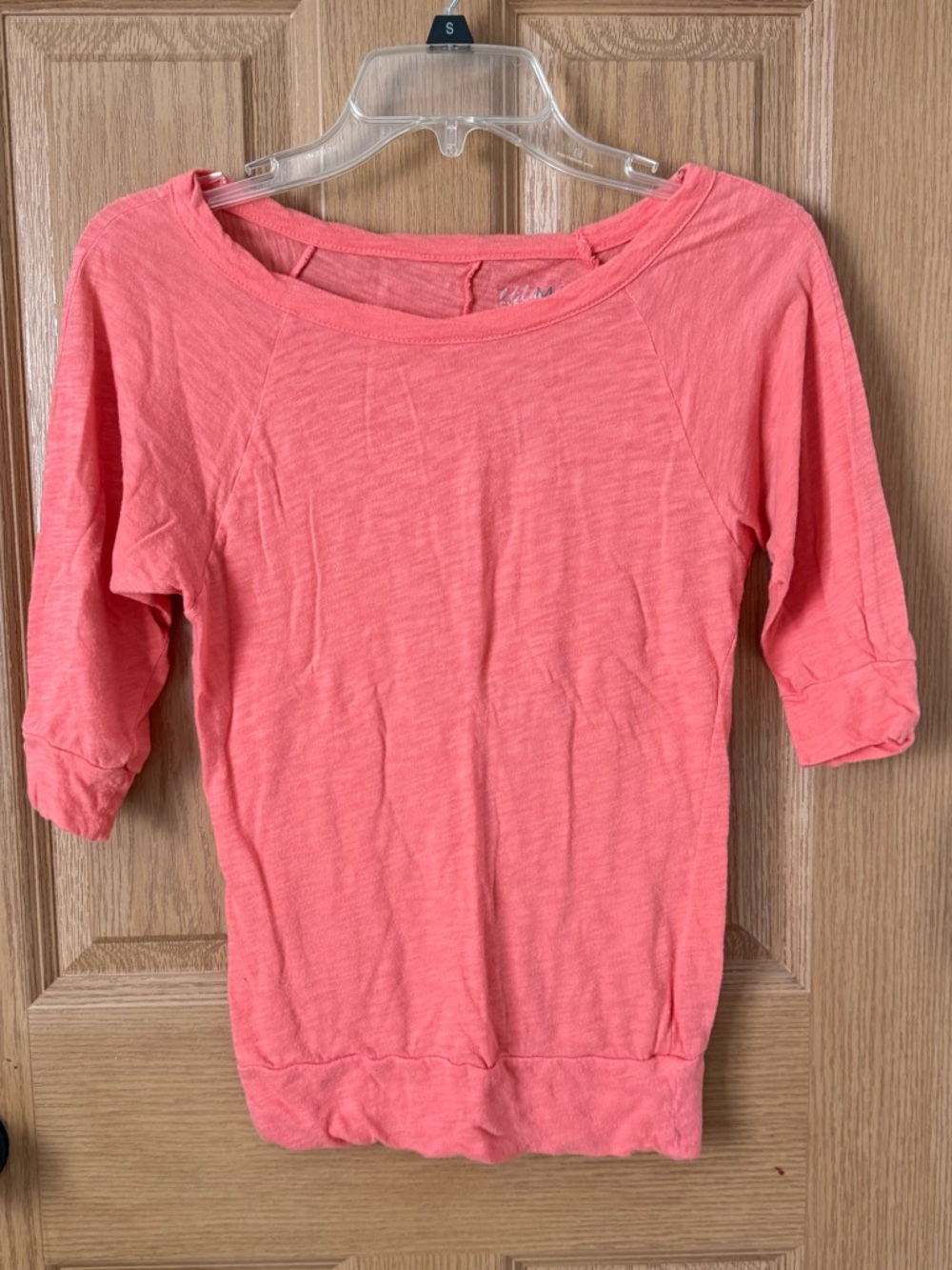 Miley Cyrus and Max Azria Coral 3/4 Sleeve Boatneck Top